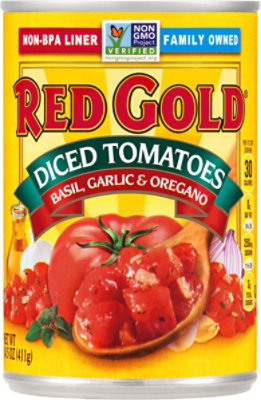 Red Gold Tomatoes Diced Basil Garlic & Oregano - 14.5 Oz - Image 2