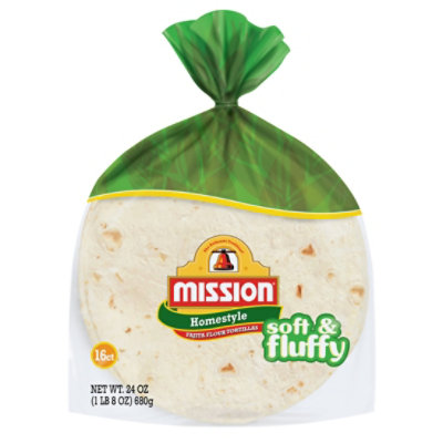 Mission Soft & Fluffy Homestyle Flour Tortillas Fajita Size - 16 Count - Image 1
