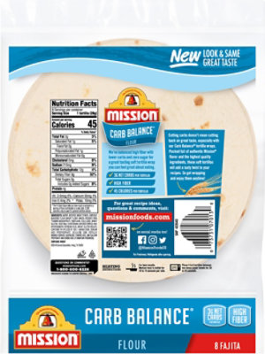 Mission Carb Balance Tortillas Flour Fajita Small Bag 8 Count - 8 Oz - Image 6