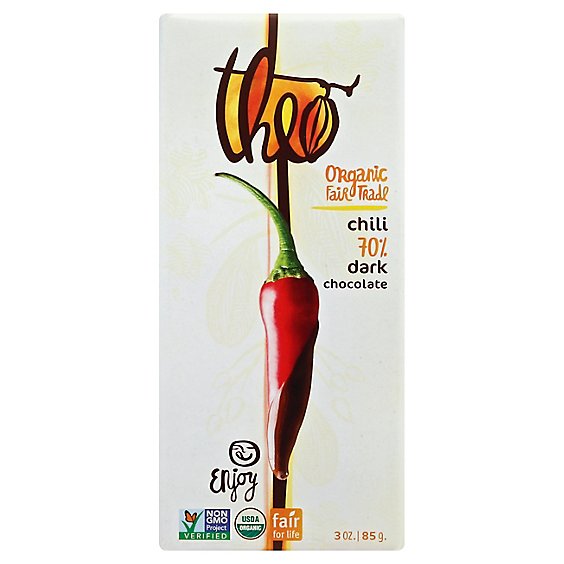 Theo Chocolate Organic 70% Dark Chocolate Spicy Chile - 3 Oz