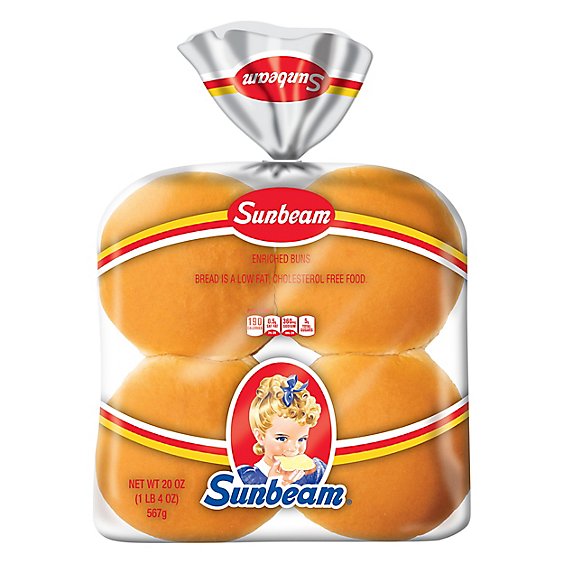 Sunbeam Jumbo Hamburger Buns Enriched White Bread Burger Buns - 8 Count
