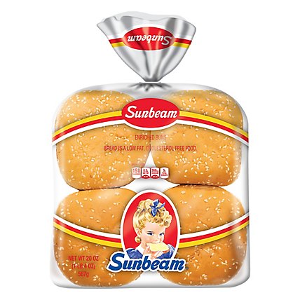 Sunbeam Jumbo Seeded Hamburger Buns Enriched White Bread Sesame Seed Burger Buns - 8 Count - Image 3