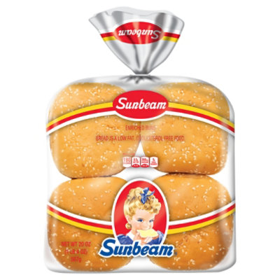 Sunbeam Jumbo Seeded Hamburger Buns Enriched White Bread Sesame Seed Burger Buns - 8 Count - Image 3