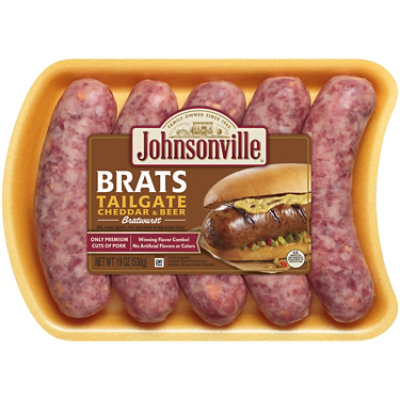 Johnsonville Bratwurst Tailgate Cheddar & Beer 5 Links - 19 Oz - Image 1