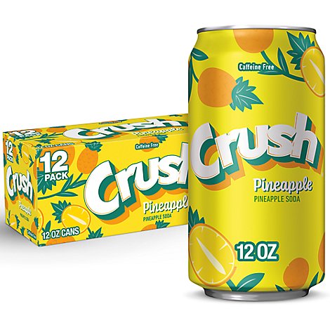 Crush Soda Caffeine Free Pineapple - 12-12 Fl. Oz.