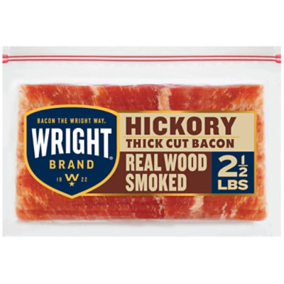 Wright Brand Hickory Real Wood Smoked Thick Cut Bacon Stack Pack - 40 Oz