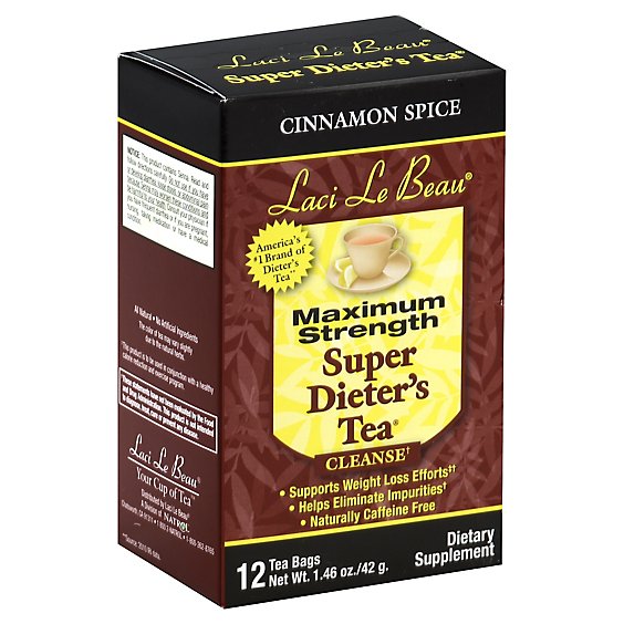 Laci Le Beau Super Dieters Tea Maximim Strength Cleanse Cinnamon Spice 12 Count - 1.46 Oz