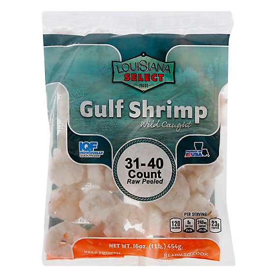 Seafood Counter Shrimp Raw 31-40 Count Peeled & Deveined Gulf Frozen - 1 Lb