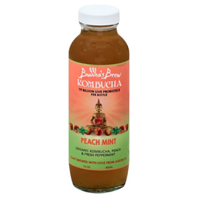 Buddhas Brew Kombucha Peach Mint - 16 Fl. Oz. - Image 1