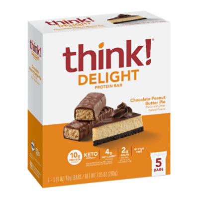 think! Keto Protein Chocolate Peanut Butter Pie Bar - 5-1.41 Oz