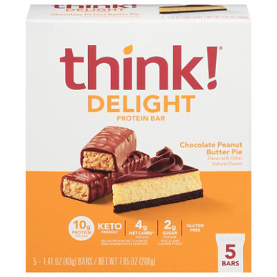 think! Keto Protein Chocolate Peanut Butter Pie Bar - 5-1.41 Oz - Image 3