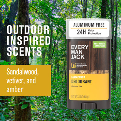 Every Man Jack Sandalwood Mens Natural Deodorant - 3 Oz - Image 2