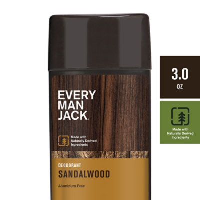 Every Man Jack Body Deodorant Sandalwood - 3 Oz