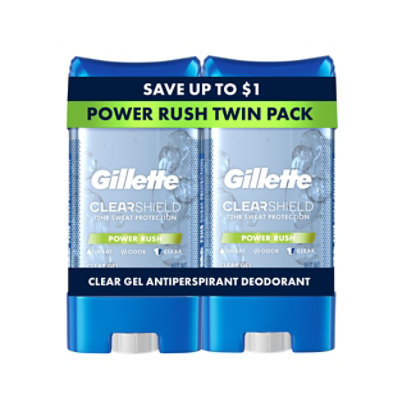 Gillette Antiperspirant Deodorant Clear Gel Power Rush - 2-3.8 Oz