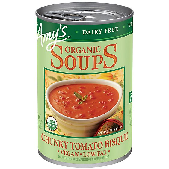 Amys Soups Organic Low Fat Vegan Chunky Tomato Bisque - 14.1 Oz
