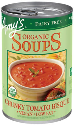 Amys Soups Organic Low Fat Vegan Chunky Tomato Bisque - 14.1 Oz