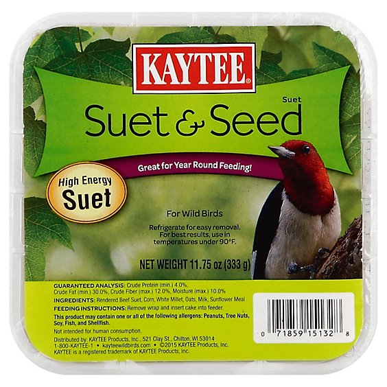 Kaytee Pet Food Wild Bird High Energy Suet Suet & Seed Tray - 11.75 Oz