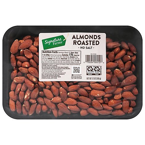 Almonds Roasted No Salt - 12 Oz