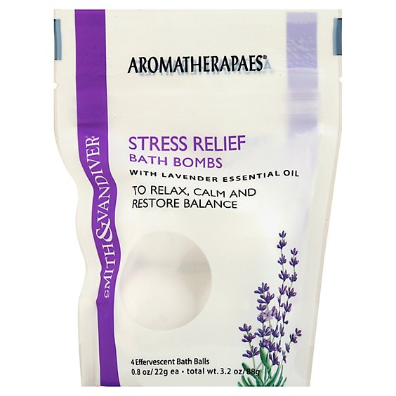 Aromatherapaes Bath Bombs Stress Relief with Lavender Essential Oil - 4-0.8 Oz