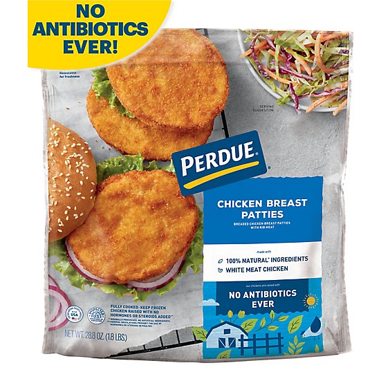 PERDUE Chicken Breast Patties Fully Cooked Frozen Meal - 28.8 Oz