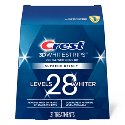 Crest 3D Whitestrips Supreme Bright 24 Levels Whiter Dental Whitening Kit - 21 Count