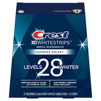 Crest 3D Whitestrips Supreme Bright 24 Levels Whiter Dental Whitening Kit - 21 Count - Image 2