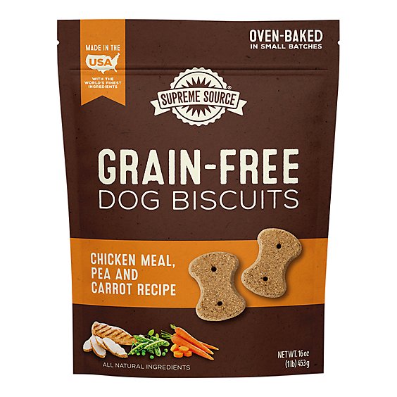 Supreme Source Dog Biscuits Grain Free Chicken Meal And Carrot Bag - 16 Oz