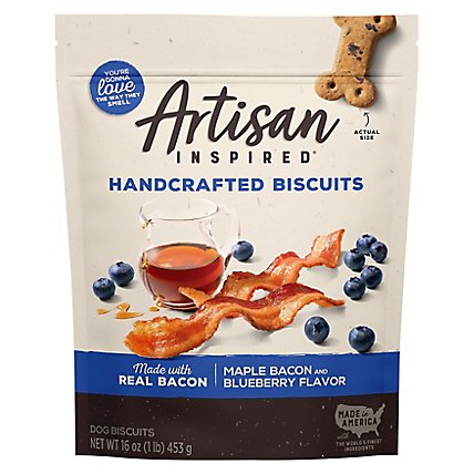 Vita Bone Artisan Inspired Biscuits Soft Dog Treats Maple Bacon & Blueberry Flavor Pouch - 16 Oz - Image 1