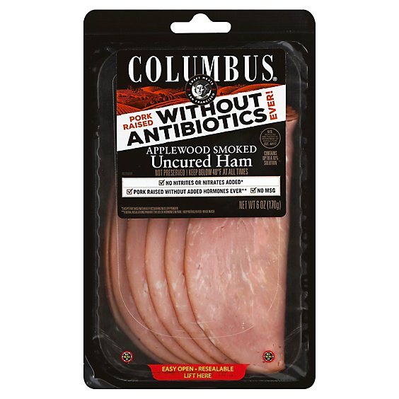 Columbus Applewood Uncured Ham Vp - 6 Oz