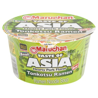  Maruchan Taste of Asia Ramen Noodle Soup Tonkotsu Hearty Pork Flavor Bowl - 3.37 Oz 
