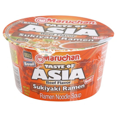  Maruchan Taste of Asia Ramen Noodle Soup Sukiyaki Ramen Beef Flavor Bowl - 3.66 Oz 