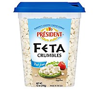 President Feta Plain Fat Free Crumbled - 12 Oz