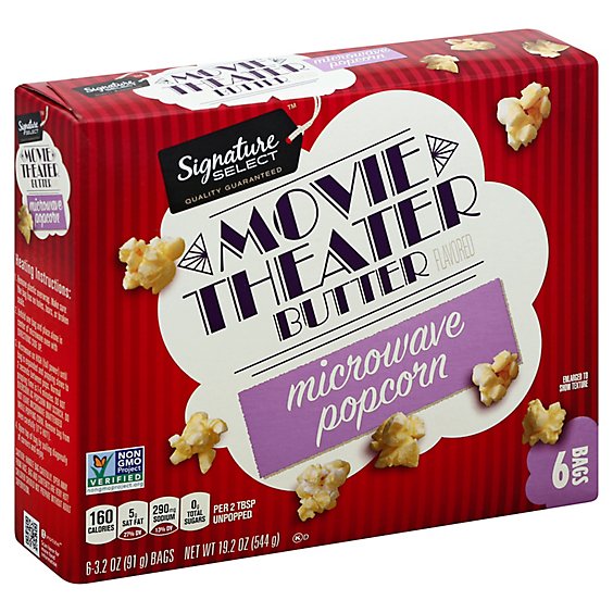Signature SELECT Microwave Popcorn Movie Theater Butter - 6-3.2 Oz