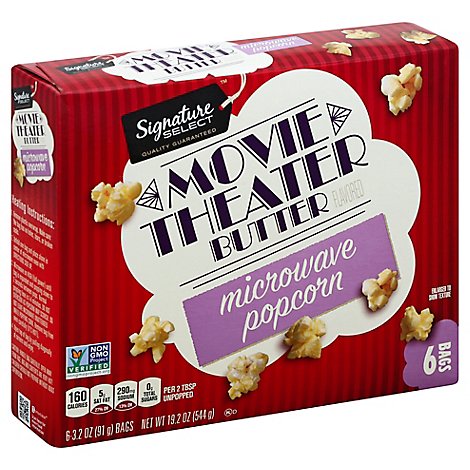Signature SELECT Microwave Popcorn Movie Theater Butter - 6-3.2 Oz