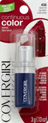 COVERGIRL Continuous Color Lipstick Classic Red 435 - 0.13 Oz - Image 1