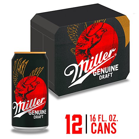 Miller Genuine Draft Beer American Style Lager 4.6% ABV Cans - 12-16 Fl. Oz.