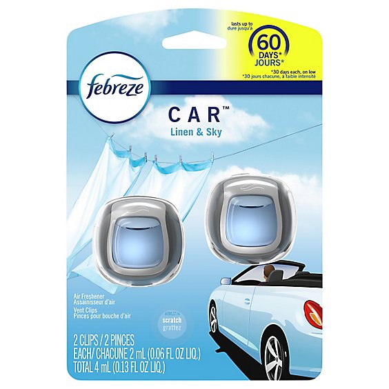Febreze CAR Air Freshener Vent Clip Linen & Sky - 2-0.6 Fl. Oz.