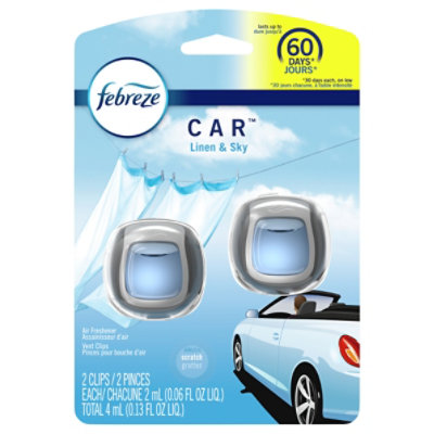 Febreze CAR Air Freshener Vent Clip Linen & Sky - 2-0.6 Fl. Oz.