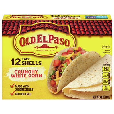 Old El Paso Taco Shells Crunchy White Corn Box 12 Count - 4.6 Oz