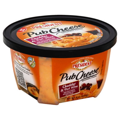 President Pub Cheese Spreadable Cheese Cheddar & Port Wine - 8 Oz - Image 1