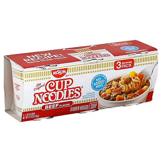 Nissin Cup Noodles Ramen Noodle Soup Beef Flavor - 3-2.25 Oz