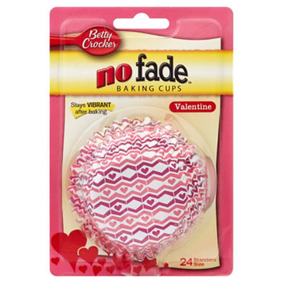 Betty Crocker Baking Cups No Fade Standard Size Valentine Hearts - 24 ...