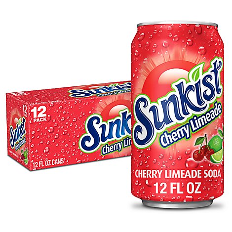 Sunkist Cherry Limeade Soda In Can - 12-12 Fl. Oz.