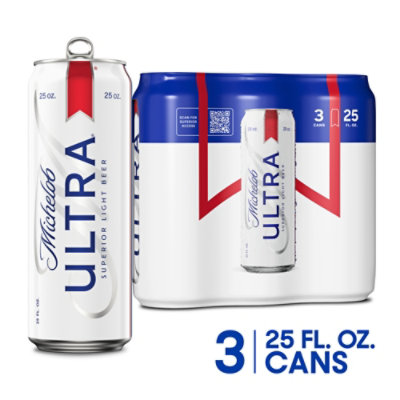 Michelob ULTRA Superior Light American Lager Beer in Cans - 3 - 25 Fl. Oz.