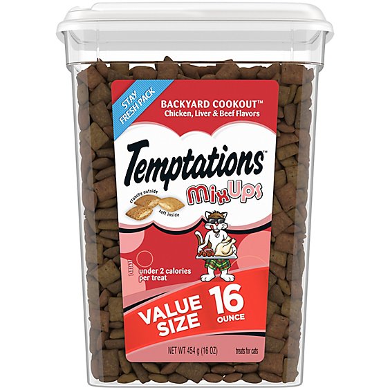 Temptations MixUps Backyard Cookout Flavor Crunchy And Soft Cat Treats In Tub - 16 Oz