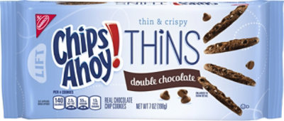 Chips Ahoy! Cookies Thins Double Chocolate - 7 Oz