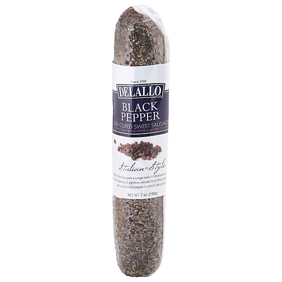Delallo Dry Sausage Black Pepper - 7 Oz