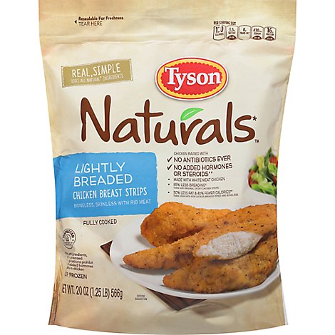 Tyson Naturals Lightly Breaded Chicken Strips - 20 Oz