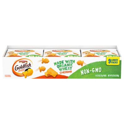 Pepperidge Farm Goldfish Crackers Baked Snack Cheddar Organic Wheat Lunch Packs - 9-0.75 Oz