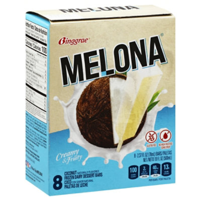 Melona Frozen Dairy Dessert Bars Coconut - 8-2.37 Fl. Oz.
